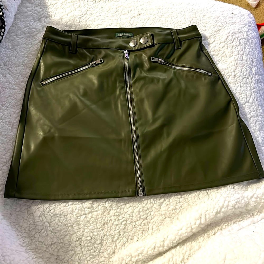 Olive green pleather skirt